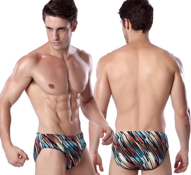 W25057-1 Classic Pattern Vintage Striped Sexy Mens Swimming Briefs Plus size